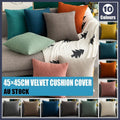 Velvet Cushion Cover 45x45cm Soft Square Pillowcase - Dark Blue - view 2