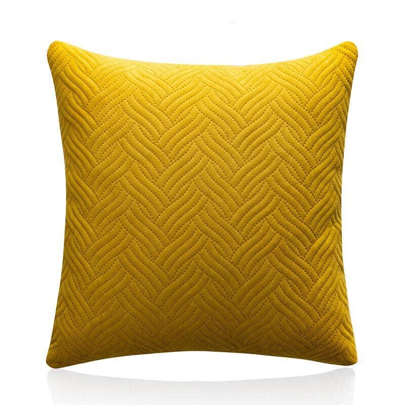 Velvet Cushion Cover 45x45cm Soft Square Pillowcase - Yellow