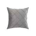 Velvet Cushion Cover with Pleated Diamond Pattern, 45 x 45 cm - Grey