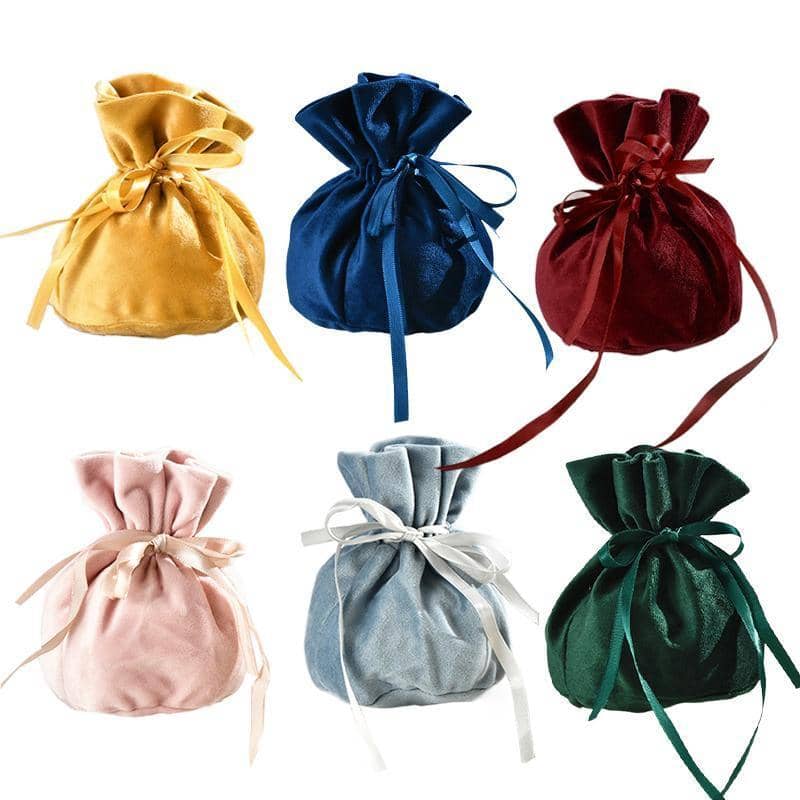 Velvet Drawstring Jewellery Gift Bags 9 x 12 cm - Multicolour, Pack of 6