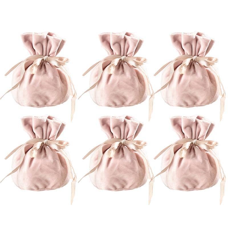Velvet Drawstring Jewellery Gift Bags 9 x 12 cm - Pink, Pack of 6