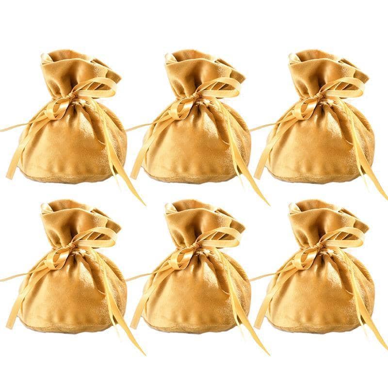 Velvet Drawstring Jewellery Gift Bags 9 x 12 cm - Yellow, Pack of 6