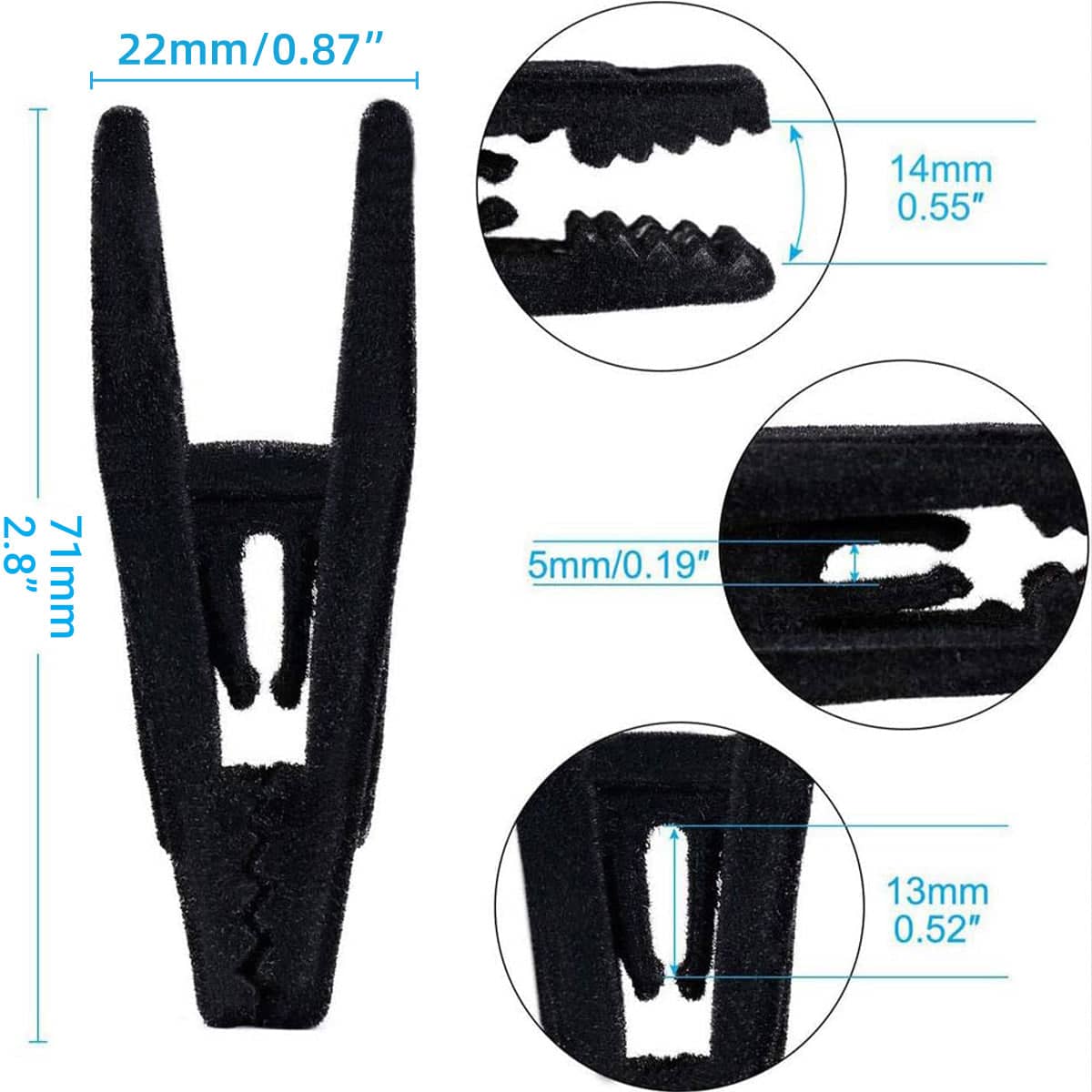 Velvet Flocked Hanger Clips, Pack of 20 - Black - view 4