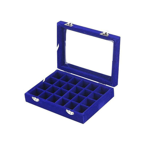 Velvet Jewellery Box with 24 Grids - Royal Blue