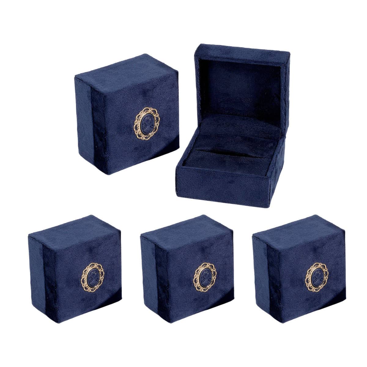 Velvet Jewellery Boxes, Pink Cameo, Pack of 5 - Ring