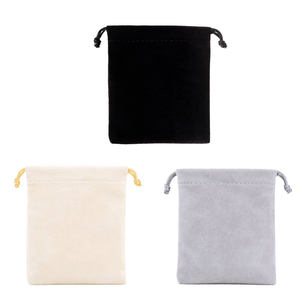 Velvet Jewellery Drawstring Pouches - Grey, Pack of 50 - view 3