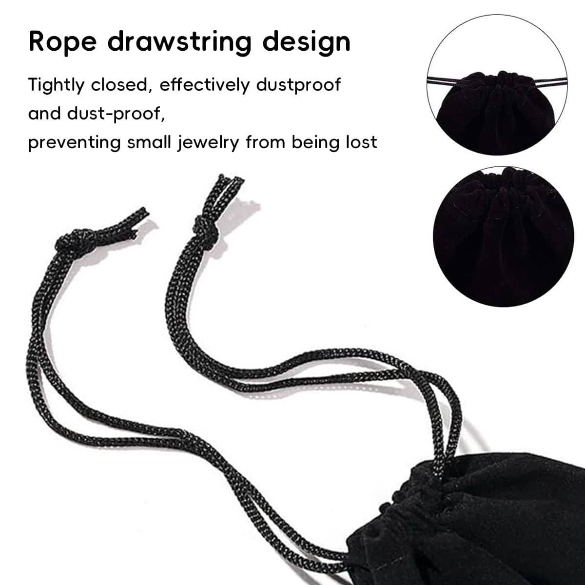 Velvet Jewellery Drawstring Pouches - Grey, Pack of 50 - view 5
