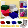 Velvet Wooden Jewellery Box, 20 x 20 x 10.5 cm - Grey - view 2