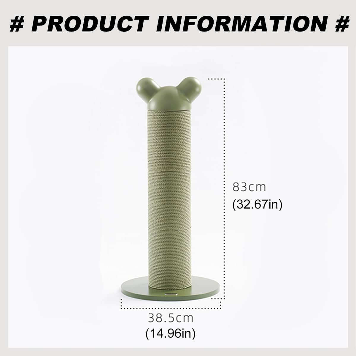 Vertical Cat Scratching Post Modular Tower with Replaceable Sleeve - Green and White - view 4