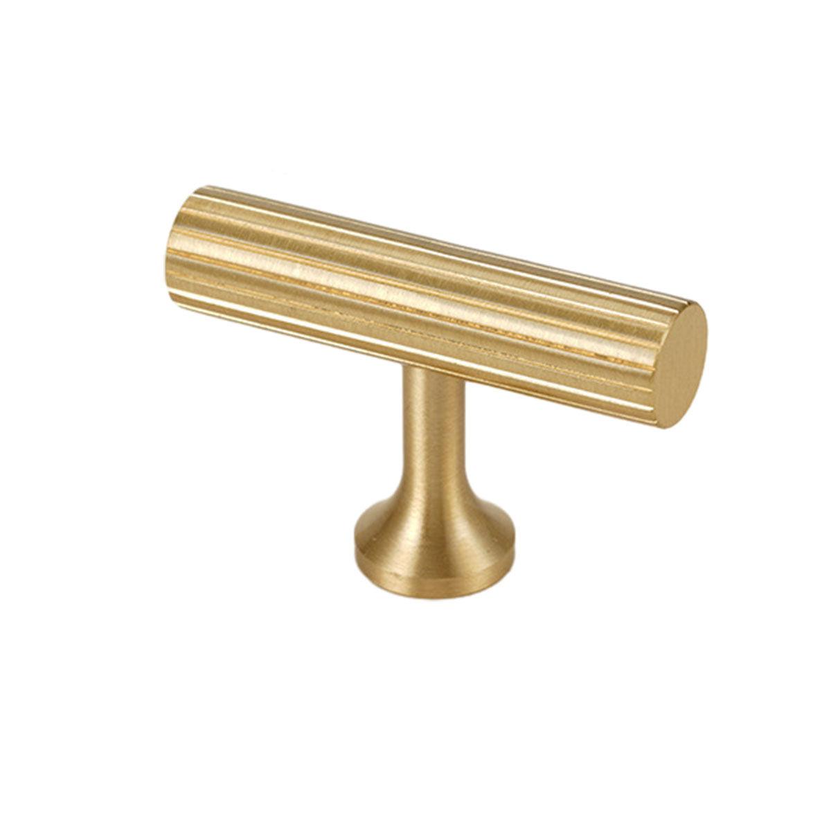 Vertical Grain Cabinet Handle, T Single Hole - Gold