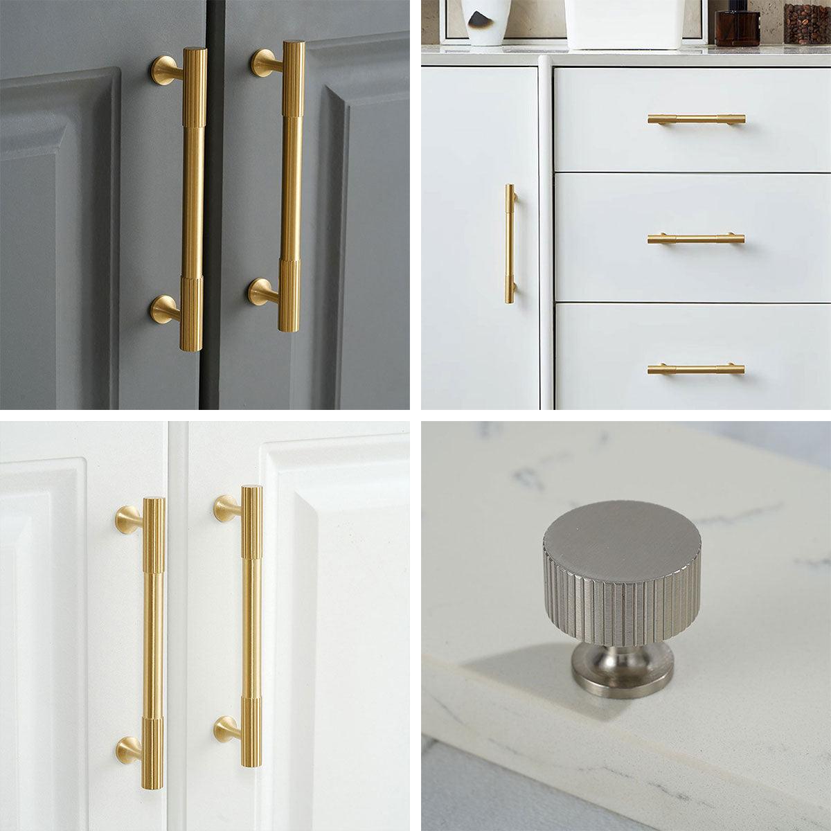 Vertical Grain Cabinet Handle, T Single Hole - Gold - view 5