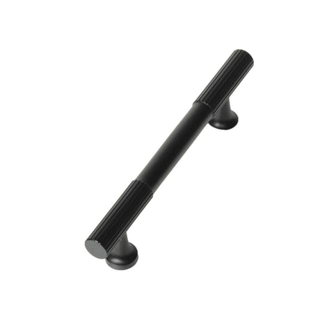 Vertical Grain Cabinet Pull Handle, 96 mm Hole Spacing - Black