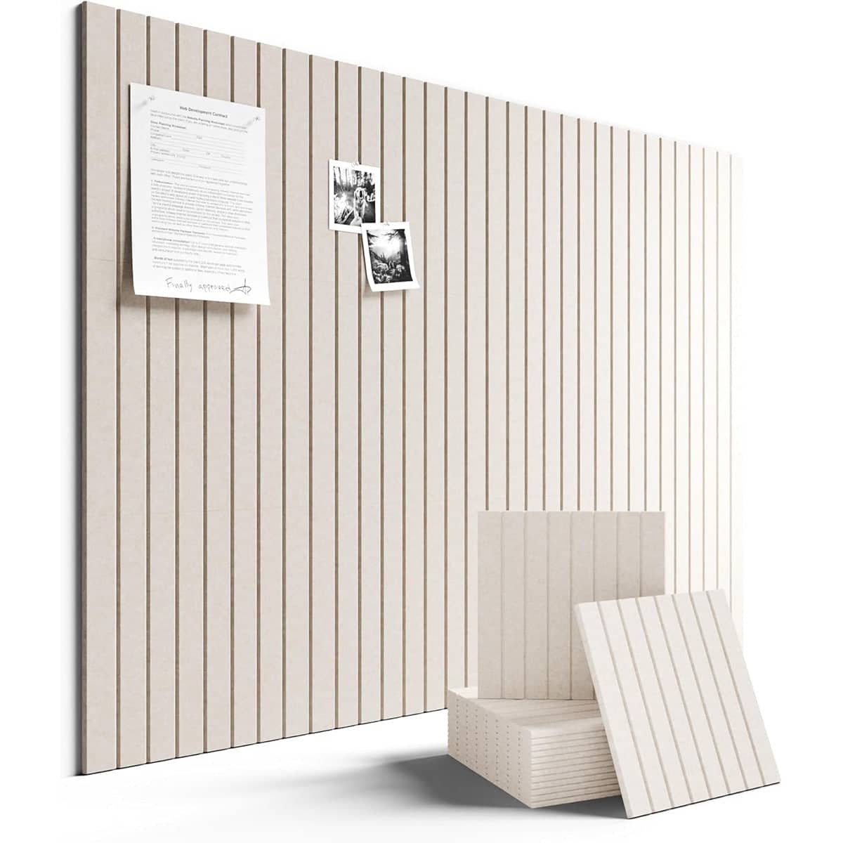 Vertical Grain Felt Board Backdrop for Home Office and Photo Studio, Beige, Pack of 12 - view 2