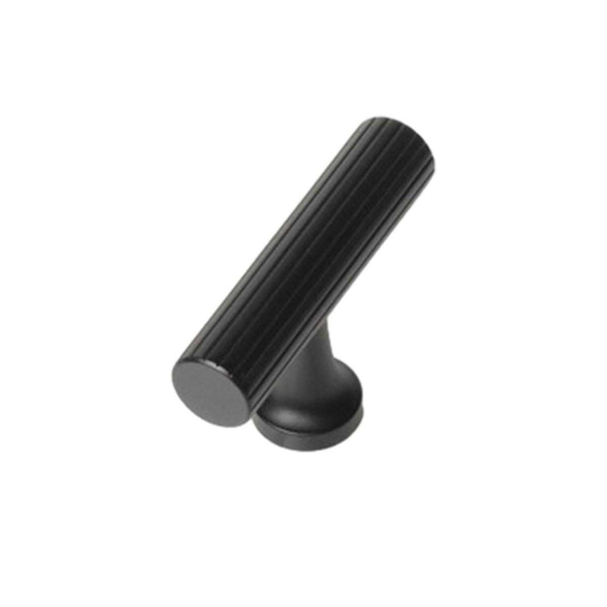 Vertical Grain T-Bar Cabinet Handle, Single Hole - Black