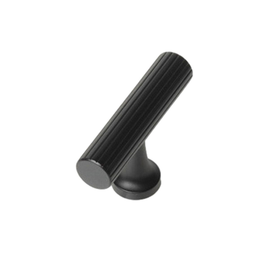 Vertical Grain T-Bar Cabinet Handle, Single Hole - Black