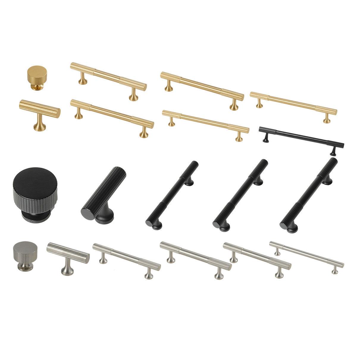 Vertical Grain T-Bar Cabinet Handle, Single Hole - Black - view 3
