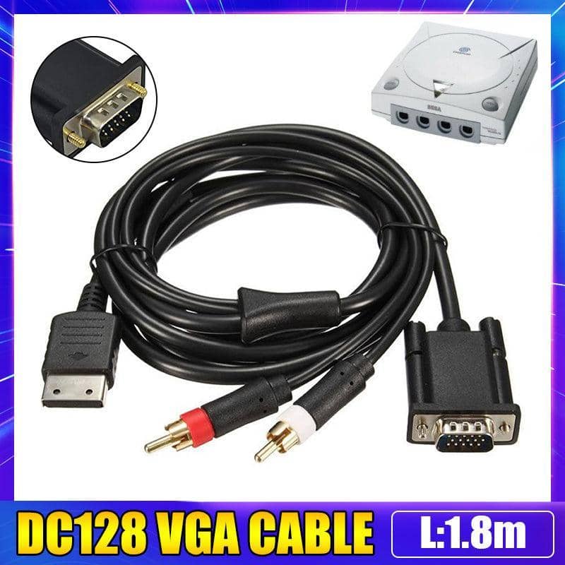 VGA High Definition Cable with Audio for Sega Dreamcast Console, 1.8 m