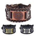 Viking Compass PU Leather Bracelet - Black and Bronze - view 3