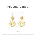 Vintage Acrylic Round Pendant Drop Earrings with Gold Flakes for Women - view 3