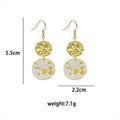 Vintage Acrylic Round Pendant Drop Earrings with Gold Flakes for Women - view 4