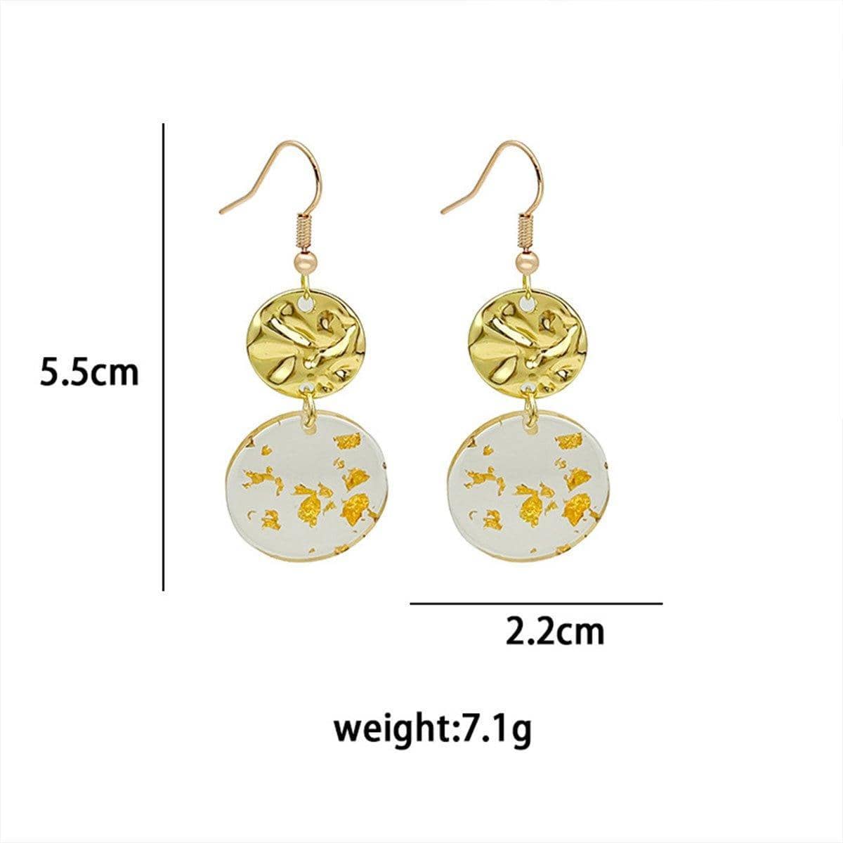 Vintage Acrylic Round Pendant Drop Earrings with Gold Flakes for Women - view 4