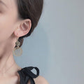 Vintage Acrylic Round Pendant Drop Earrings with Gold Flakes for Women - view 5