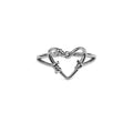 Vintage Adjustable Open Ring for Women - Hollow Heart Design, Silver-Tone