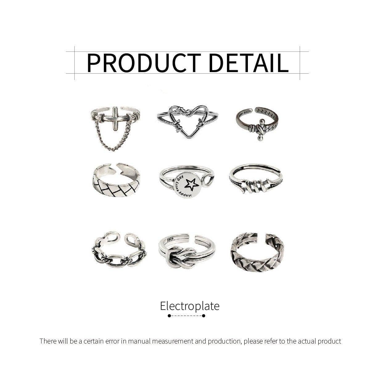 Vintage Adjustable Open Ring for Women - Hollow Heart Design, Silver-Tone - view 4