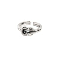 Vintage Adjustable Open Ring for Women - Tie a Knot Design, Silver-Tone