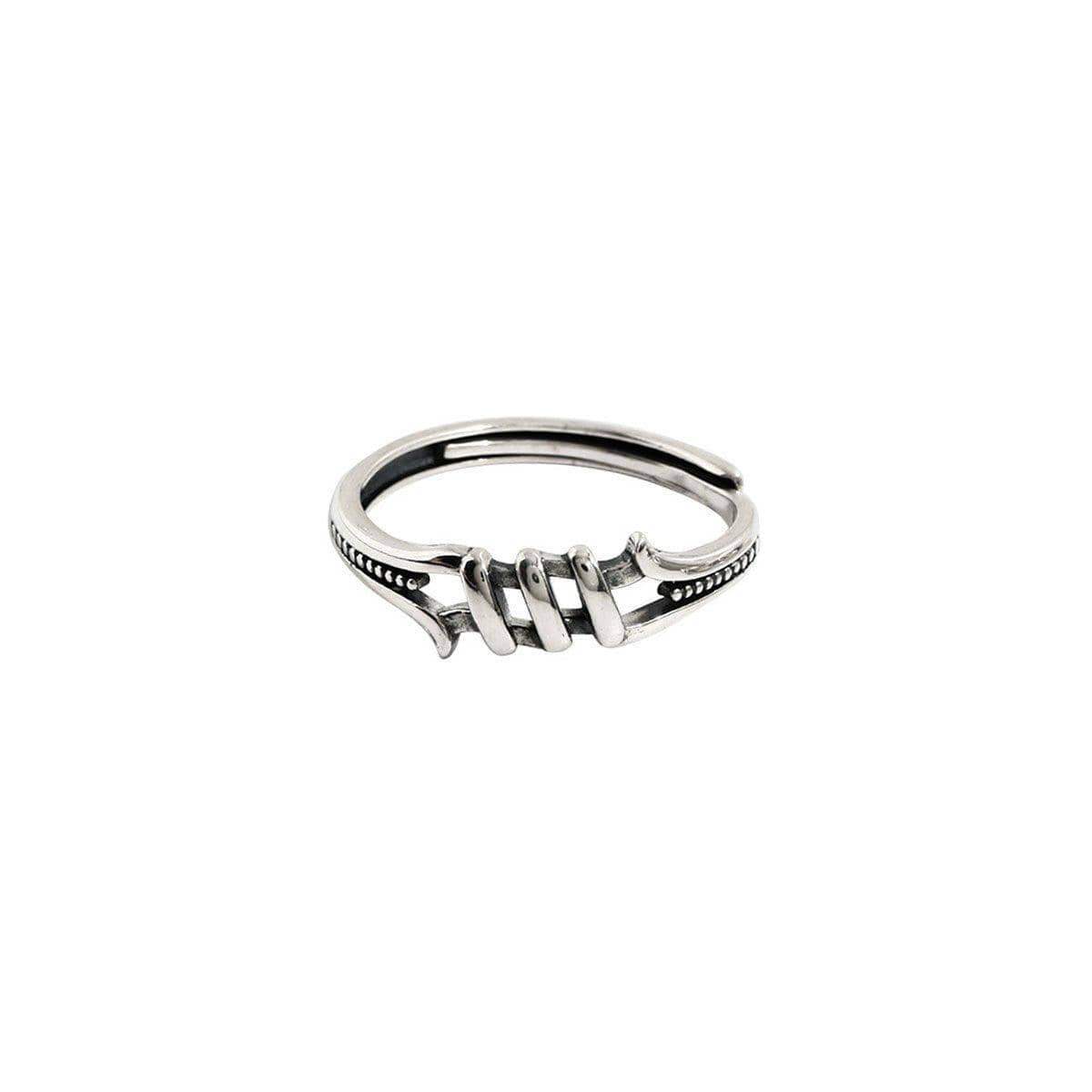 Vintage Adjustable Open Ring for Women - Wire Winding Design, Silver-Tone