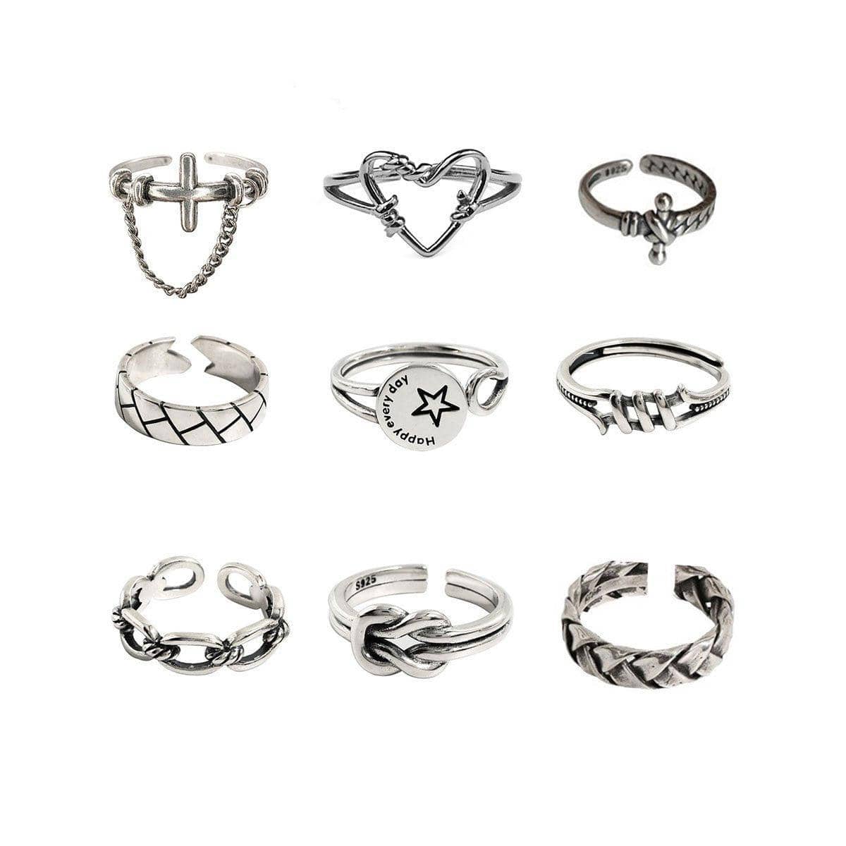 Vintage Adjustable Open Ring for Women - Wire Winding Design, Silver-Tone - view 3