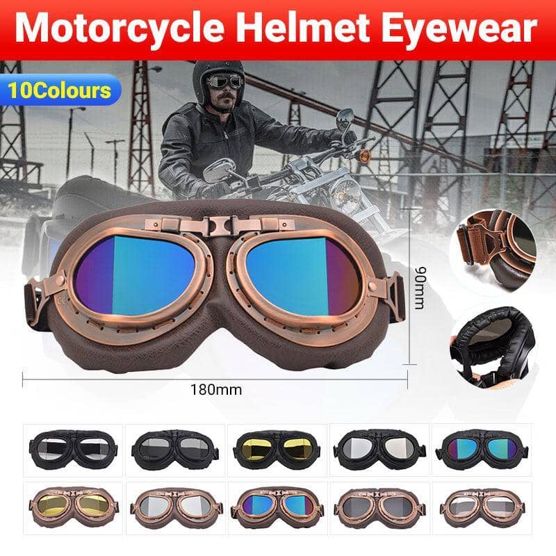 Vintage Aviator Motorcycle Goggles - Copper Frame, Yellow Lens - view 2