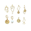Vintage Baroque Imitation Pearl Earrings - Gold Letter G, Coin and Pearl - view 3