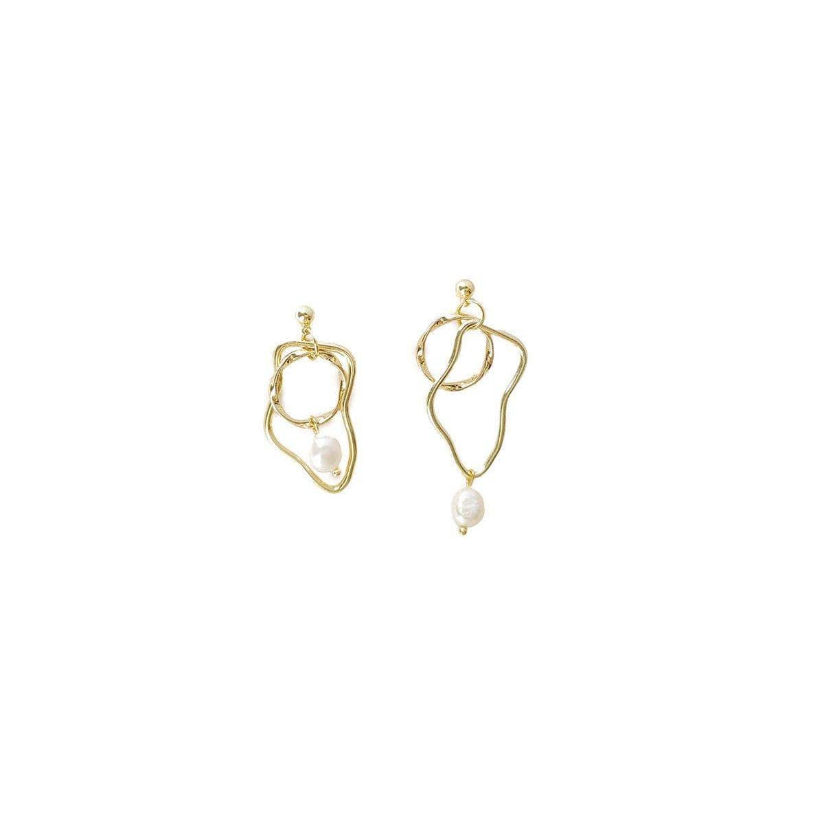 Vintage Baroque Imitation Pearl Earrings - Gold Looped Frames and Pearl