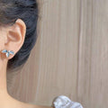 Vintage Blue and White Stud Earrings with Pearl for Women - view 4