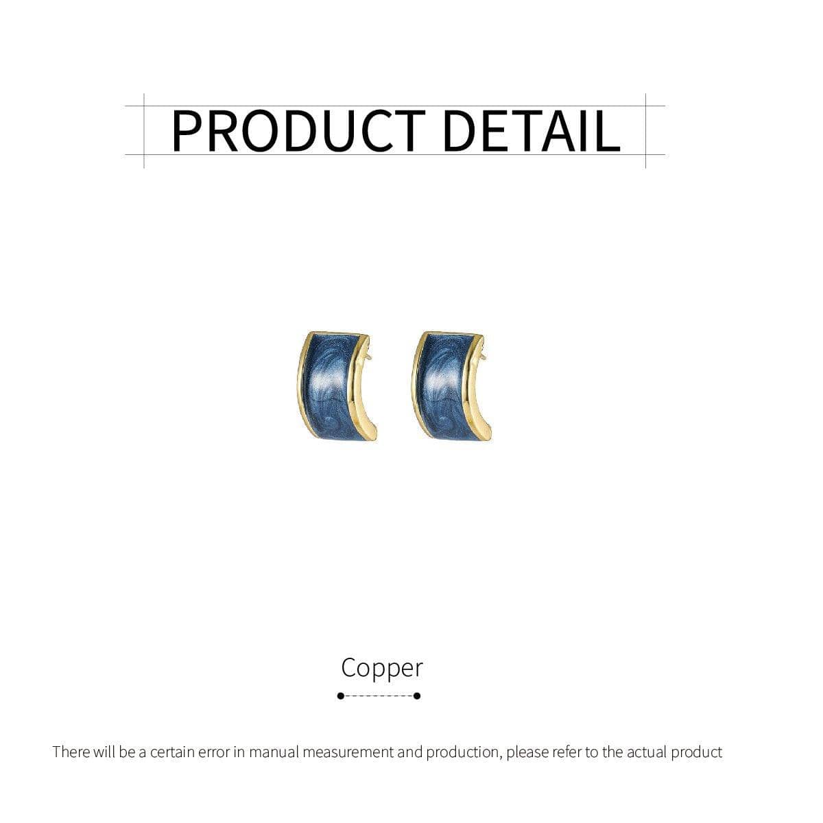 Vintage Blue Geometric Stud Earrings for Women, Fashion Jewellery - view 3