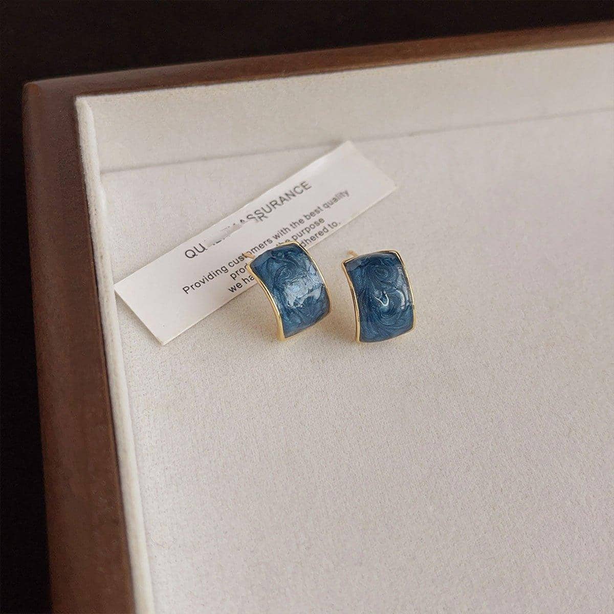 Vintage Blue Geometric Stud Earrings for Women, Fashion Jewellery - view 5