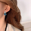 Vintage Blue Starry Sky Drop Earrings for Women with Gold-Tone Accents - view 4