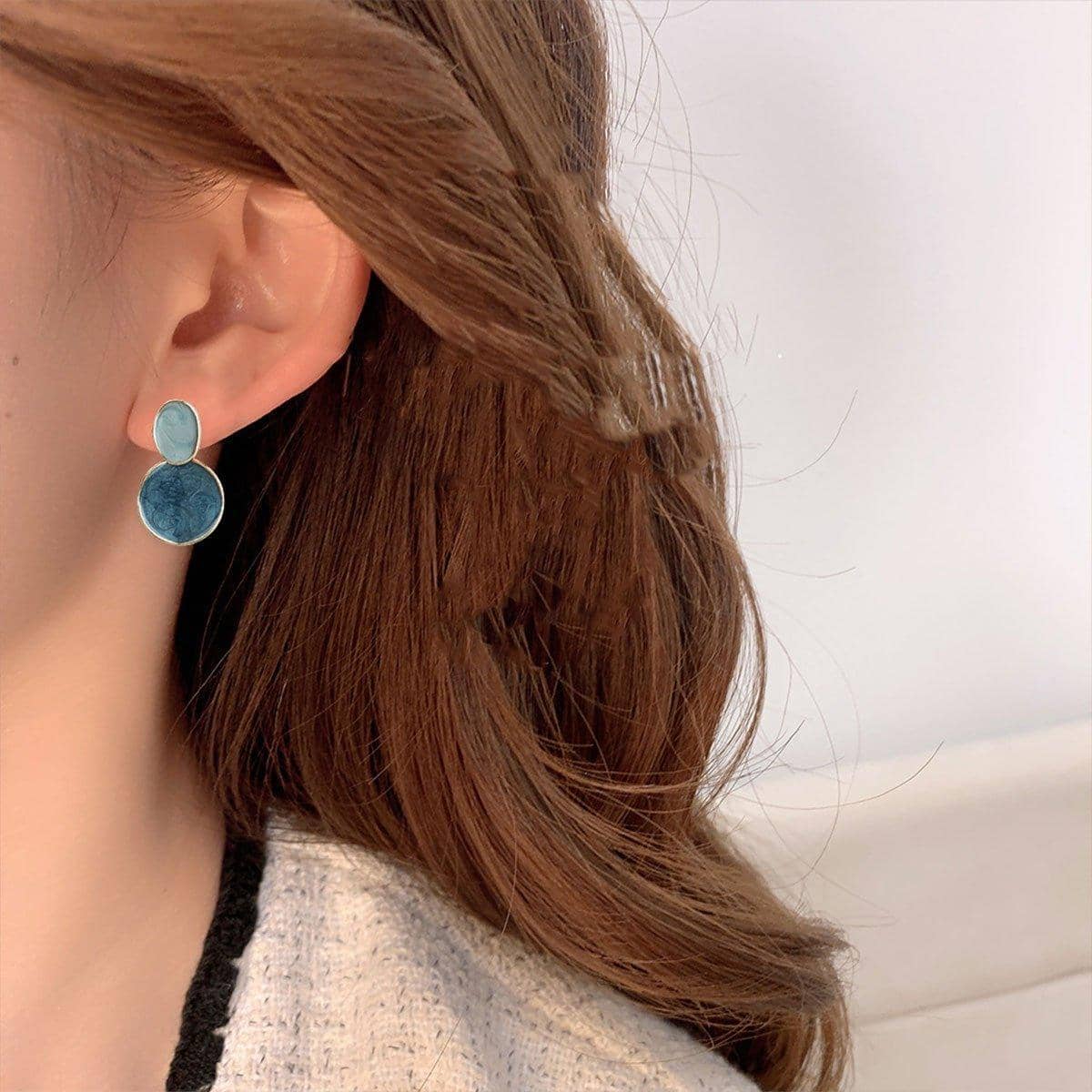 Vintage Blue Starry Sky Drop Earrings for Women with Gold-Tone Accents - view 4