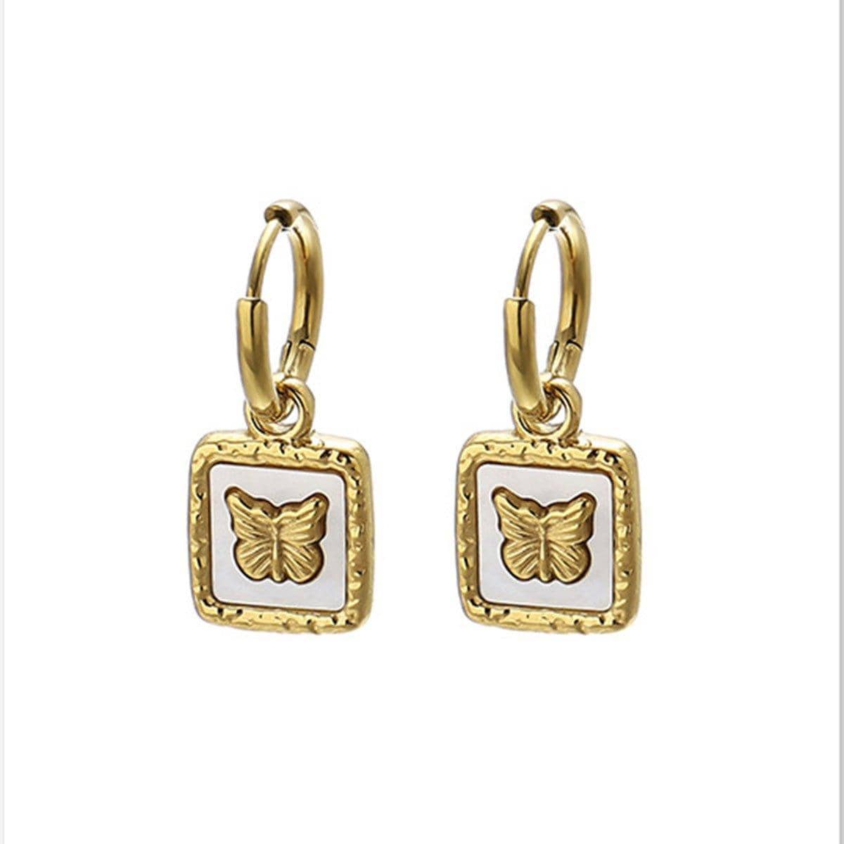 Vintage Butterfly Earrings - Gold-Tone Titanium Steel - view 3