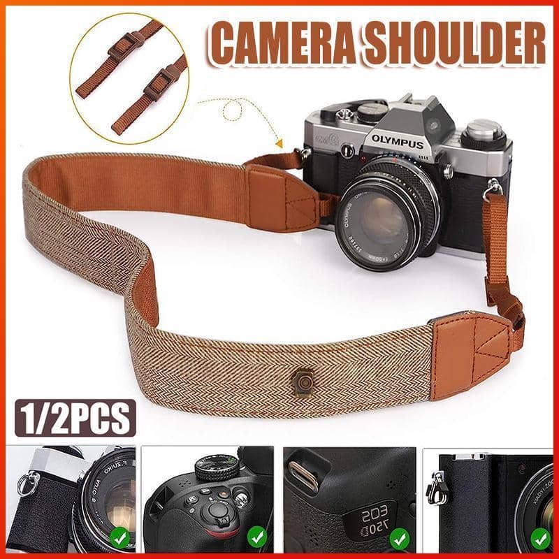 Vintage Camera Shoulder Strap, Cotton and Leather - Brown, Pack of 2 - view 2