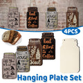Vintage Coffee Bar Wooden Hanging Wall Signs, Set of 4 for Home