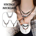 Vintage Cross Necklace with Wooden Beads - Silver Cross - view 2