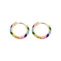 Vintage Enamel Hoop Earrings for Women - Multicolour Striped - view 2