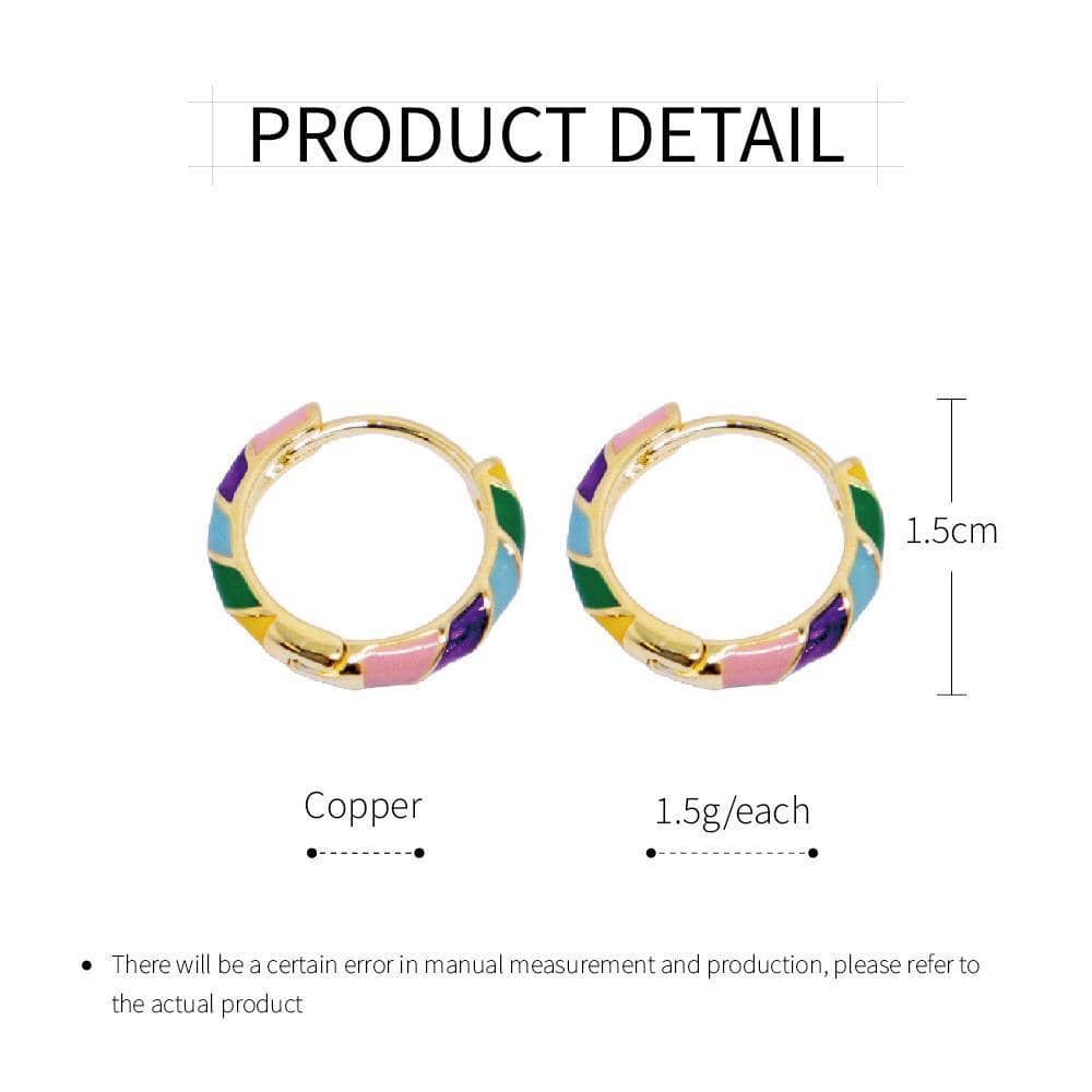 Vintage Enamel Hoop Earrings for Women - Multicolour Striped - view 3
