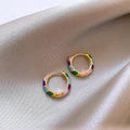 Vintage Enamel Hoop Earrings for Women - Multicolour Striped - view 5