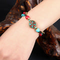 Vintage Ethnic Beaded Bracelet with Bells - Red Beads and Turquoise Chunks - view 5