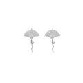 Vintage Fan Drop Earrings with Chain and Pearl Detail, Foldable Design - Silver
