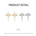 Vintage Fan Drop Earrings with Chain and Pearl Detail, Foldable Design - Silver - view 4