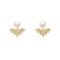Vintage Faux Pearl Earrings - Pearl and Gold Leaf Cluster